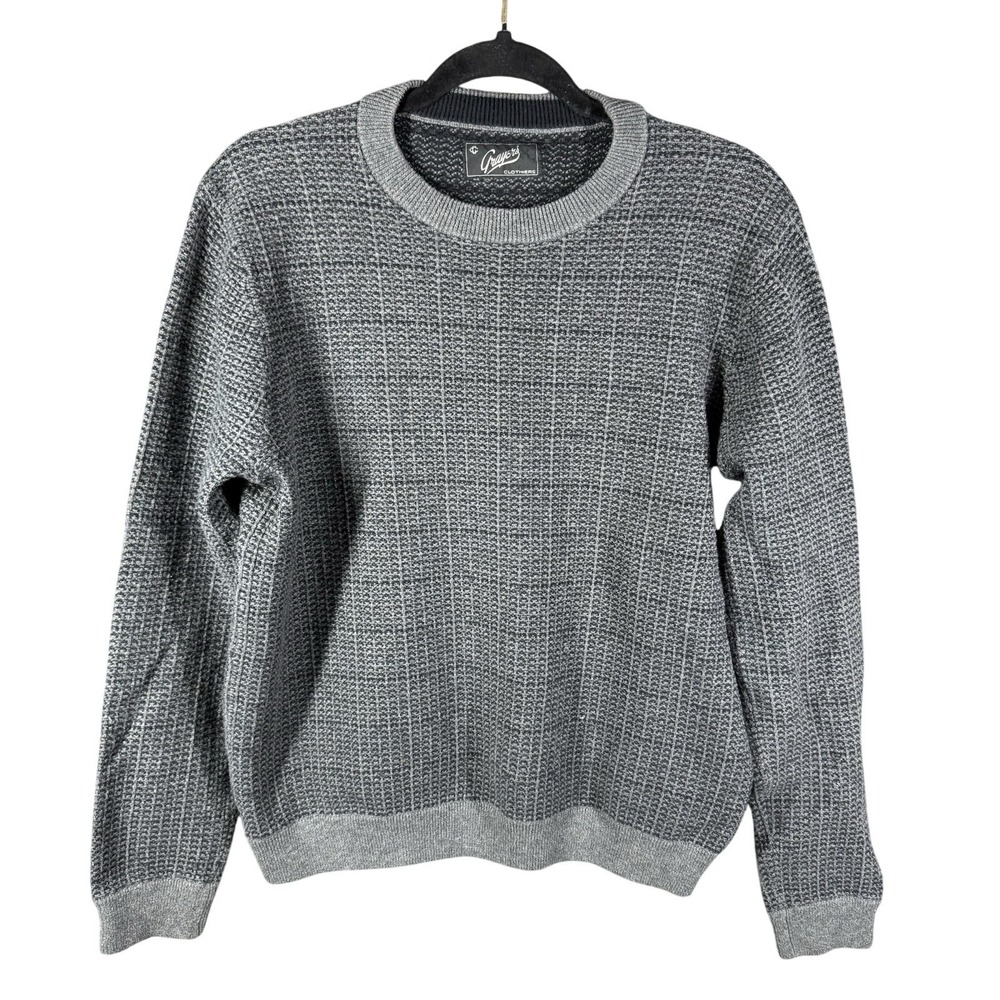 Grayers Clothiers Sweater Mens Medium Black Gray Crewneck Knit Business Pullover